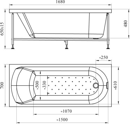 Акриловая ванна Radomir Vannesa Николь 168x70 с каркасом 