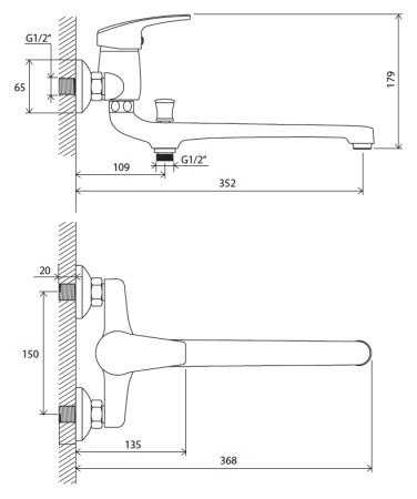 Смеситель Ravak Rosa RS 051.00/150 универсальный 
