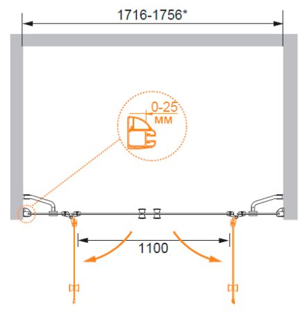 Душевая дверь в нишу Cezares Verona B22 180 P Cr 