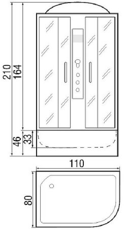 Душевая кабина River Nara 110x80 МТ L 10000002818 с поддоном 