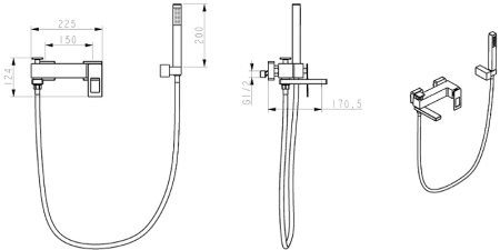 Смеситель для ванны Boheme Q 143-BUW Черный матовый Синий 