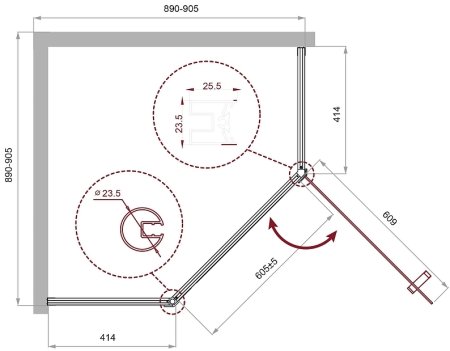Душевой уголок BelBagno Uno 90х90 UNO-195-P-1-90-C-NERO профиль Черный матовый стекло прозрачное 
