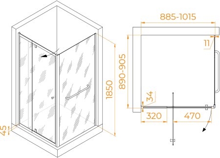 Душевой уголок RGW PA-32-1 (PA-02 + Z-060-1) 900x900 