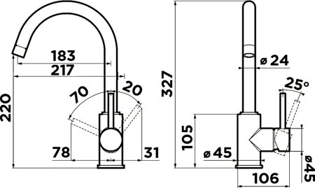 Смеситель Omoikiri Shinagawa 4994252 для кухонной мойки 
