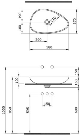 Раковина-чаша Bocchi Etna 58 1114-006-0125 Серая матовая 
