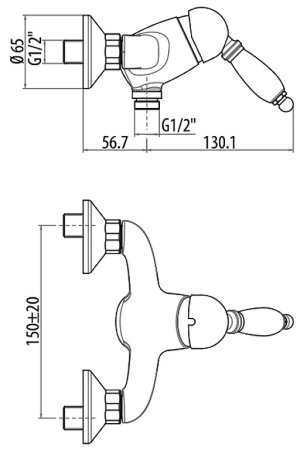 Смеситель для душа Gattoni Orta 2725/27D0 OLD Золото 24 карат 