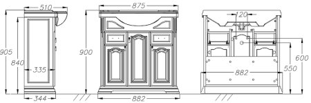Тумба под раковину Opadiris Риспекто 85 00-00006705 Орех антикварный 