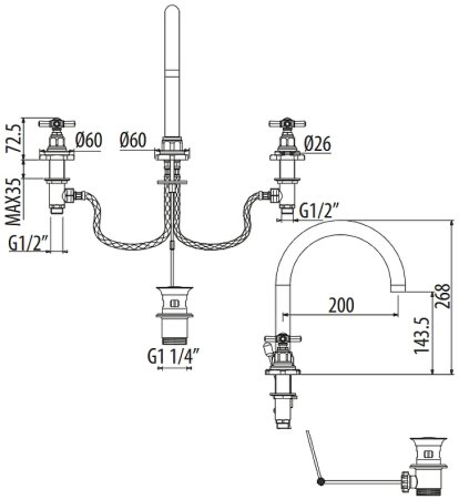 Смеситель для раковины Gattoni TRD TR097/18C0 Хром 