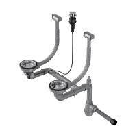 Сифон для мойки Omoikiri WK-2-A-IN с клапаном-автоматом и прямоугольными переливами