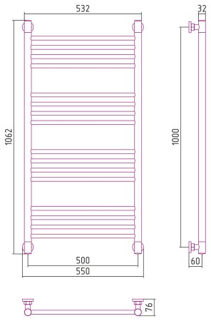 Полотенцесушитель водяной Сунержа Богема+ 100x50 прямая, черный матовый 
