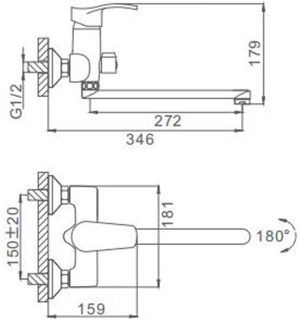 Смеситель для ванны Frap H70 F2270 универсальный Хром 