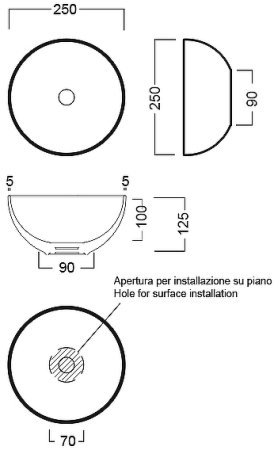 Раковина-чаша Hatria Happy Hour 25 Y5A501 Белая 
