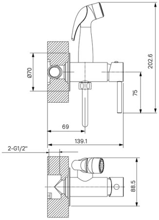 Гигиенический душ Milardo Tidy, белый матовый (001WTR0M08) 