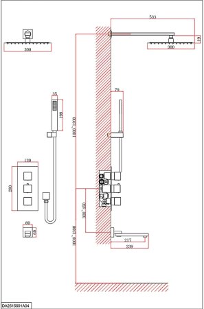 Душевая система D&K Bayern Liszt DA2515605A04 с термостатом Черная матовая 