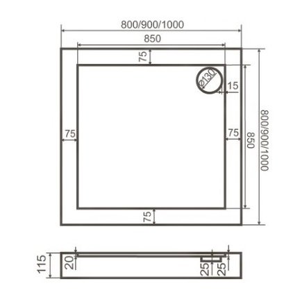 Поддон для душа BAS Форум 80 акриловый 
