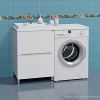 Тумба СаНта Лондон 59 напольный с раковиной над стиральной машинкой Юпитер 120 L