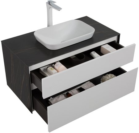 Тумба с раковиной Black&White Universe U907.1000-1 100 907U1000-1 подвесная White matt Lauren gold 