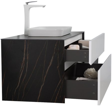 Тумба с раковиной Black&White Universe U907.1000-1 100 907U1000-1 подвесная White matt Lauren gold 