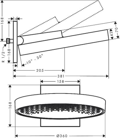 Верхний душ Hansgrohe Rainfinity 26230990 Золото 