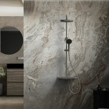 Душевая система Vincea Inspire VSFS-3I12TGM с термостатом Вороненая сталь 