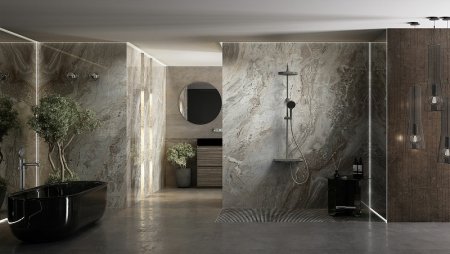 Душевая система Vincea Inspire VSFS-3I12TGM с термостатом Вороненая сталь 