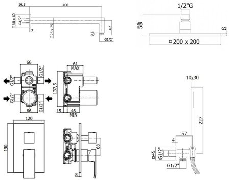 Душевая система Paffoni Elle KITEL018NO/M Черная матовая 