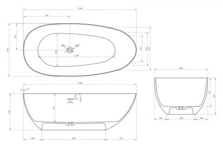 Ванна из искусственного камня ABBER Stein AS9611-1.7 белая матовая 