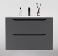 Тумба подвесная "Марелла 80" (2 ящ.) Люкс антискрейтч серый, PLUS