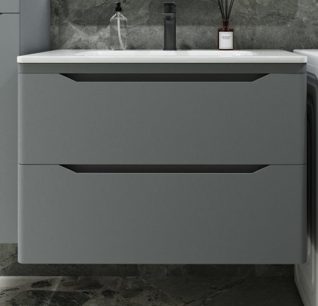 Тумба подвесная "Марелла 80" (2 ящ.) Люкс антискрейтч серый, PLUS 