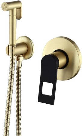 Гигиенический душ со смесителем Bronze de Luxe Element EL28GB Матовое золото Черный 