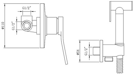 Гигиенический душ со смесителем Bronze de Luxe Element EL28GB Матовое золото Черный 