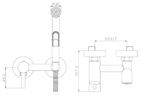Гигиенический душ со смесителем Rossinka X25-52 Хром 