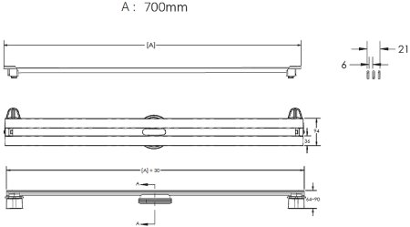 Душевой лоток Berges Super Slim 700 090053 с решеткой Хром матовый 