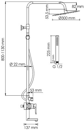 Душевая система WasserKRAFT A166.116.137.087.CH Хром 