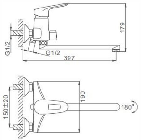 Смеситель для ванны Frap H07 F2207 универсальный Хром 