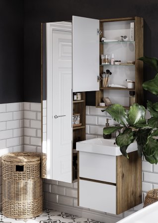 Зеркальный шкаф Aquaton Сканди 45 1A252002SDZ90 Белый Дуб рустикальный 