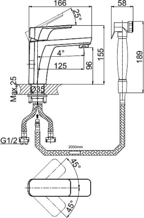 Смеситель D&K Freie DA1432601 для раковины с гигиеническим душем 
