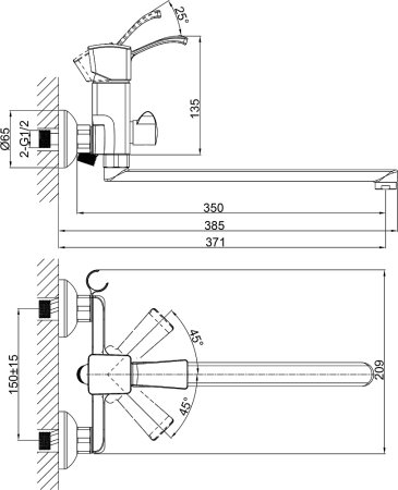 Смеситель D&K Rhein Bach DA1473301 универсальный 