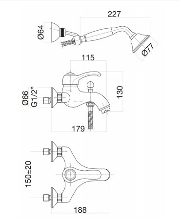 Смеситель для ванны Fiore Jafar 47CR5104 Хром 