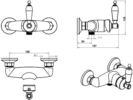 Смеситель для душа Boheme Vogue 224 Хром 