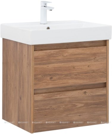 Тумба с раковиной Aquanet Nova Lite 60 дуб шоколадный (2 ящика) 