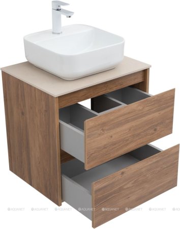 Тумба с раковиной Aquanet Nova Lite 60 дуб шоколадный (2 ящика) 