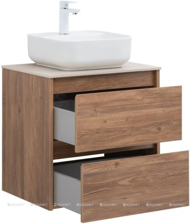 Тумба с раковиной Aquanet Nova Lite 60 дуб шоколадный (2 ящика) 