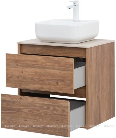 Тумба с раковиной Aquanet Nova Lite 60 дуб шоколадный (2 ящика) 