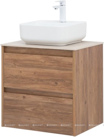 Тумба с раковиной Aquanet Nova Lite 60 дуб шоколадный (2 ящика) 