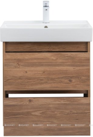 Тумба с раковиной Aquanet Nova Lite 60 дуб шоколадный (2 ящика) 