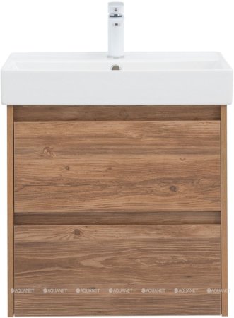 Тумба с раковиной Aquanet Nova Lite 60 дуб шоколадный (2 ящика) 