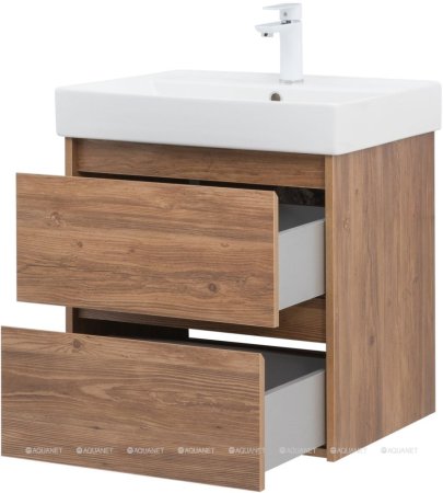 Тумба с раковиной Aquanet Nova Lite 60 дуб шоколадный (2 ящика) 