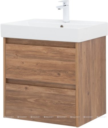 Тумба с раковиной Aquanet Nova Lite 60 дуб шоколадный (2 ящика) 
