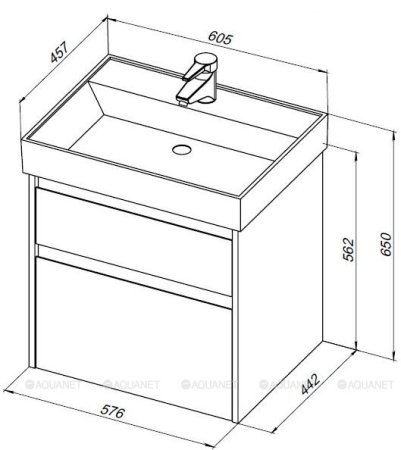 Тумба с раковиной Aquanet Nova Lite 60 дуб шоколадный (2 ящика) 